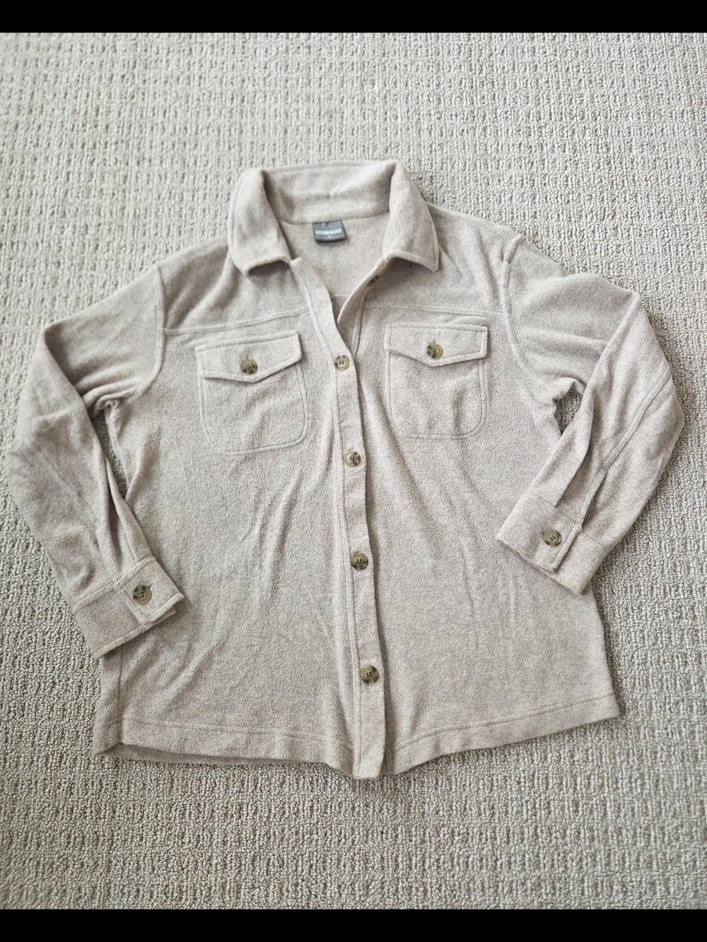 Cozy Button-Up Shirt Jacket in Taupe